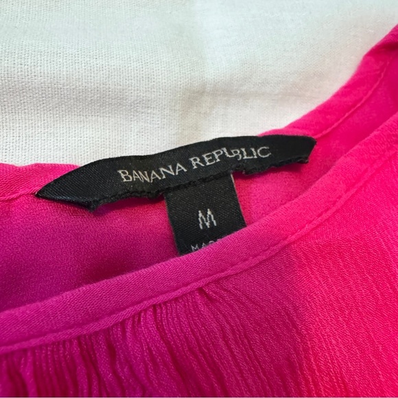 Banana Republic Medium Hot Pink Sleeveless Tiered Maxi DRESS Casual Party Beach - Picture 5 of 6
